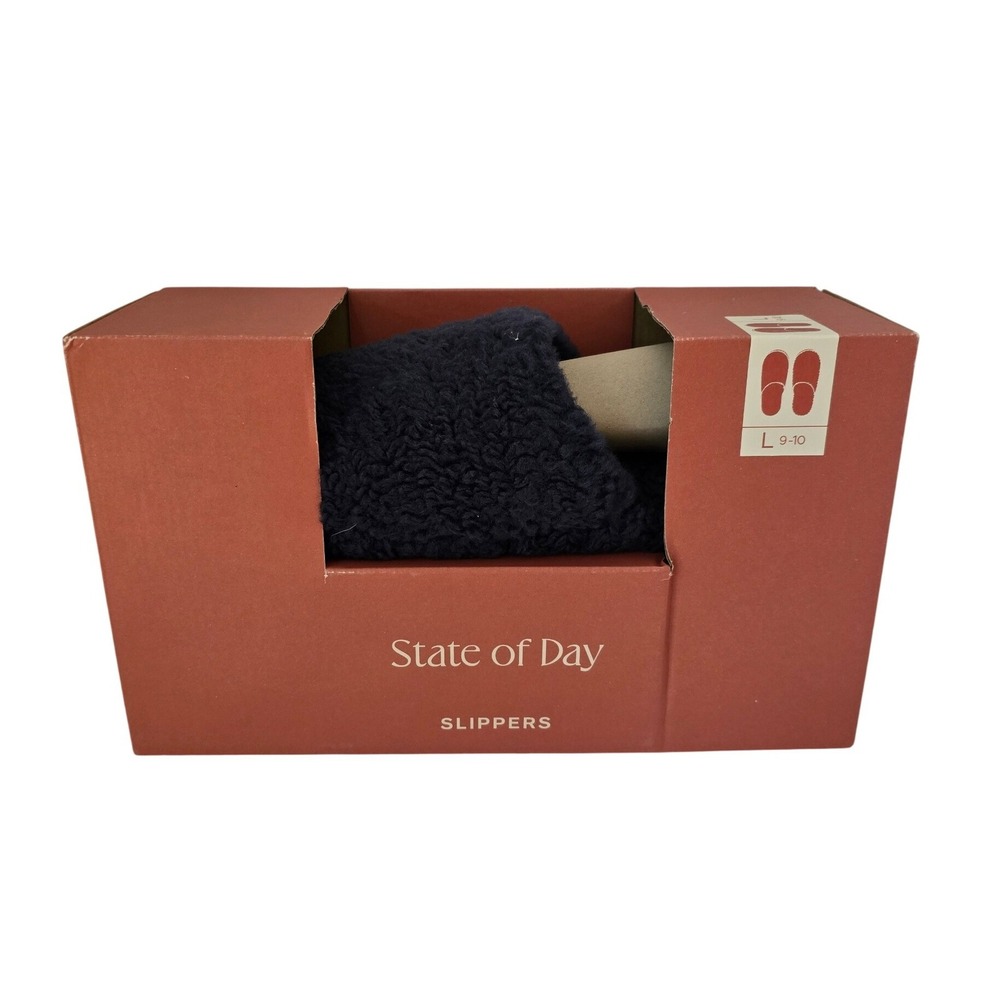 State of Day Navy Blue Sherpa Slippers Womens Size 9/10 L NWT